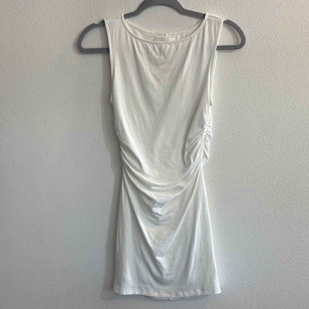 American Threads Ivory Gathered Mini Dress